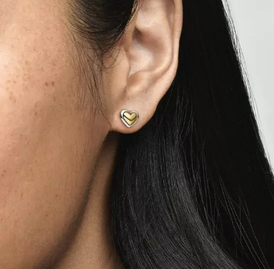 Pandora Domed Golden Heart Stud Earrings Anfesas Jewelers