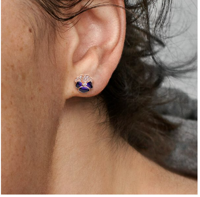 Pandora Deep Purple Pansy Flower Stud Earrings Anfesas Jewelers