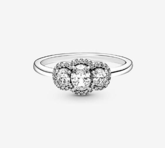 3 diamond pandora ring Clearance