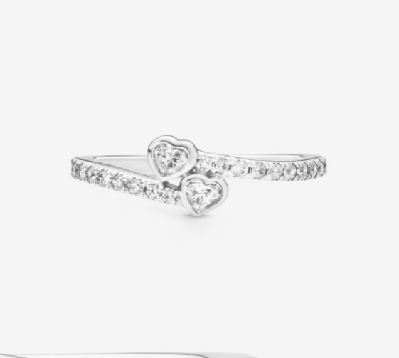 Pandora 2 deals sparkling hearts ring