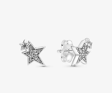 Pandora Sparkling Asymmetric Stars Stud Earrings