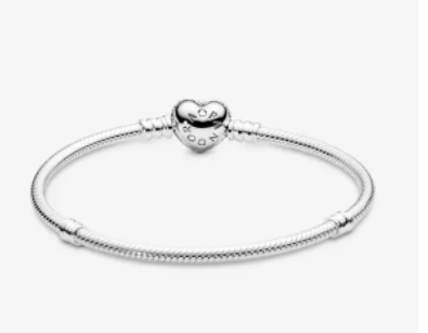 Pandora Moments Sparkling Heart Clasp Snake Chain Bracelet - Anfesas  Jewelers