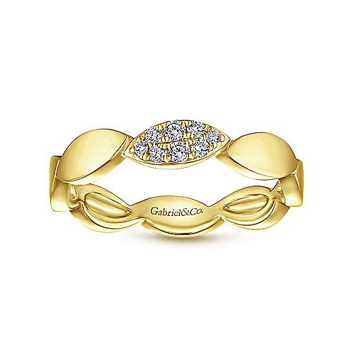 14k Yellow Gold Stackable Contoured Marquise