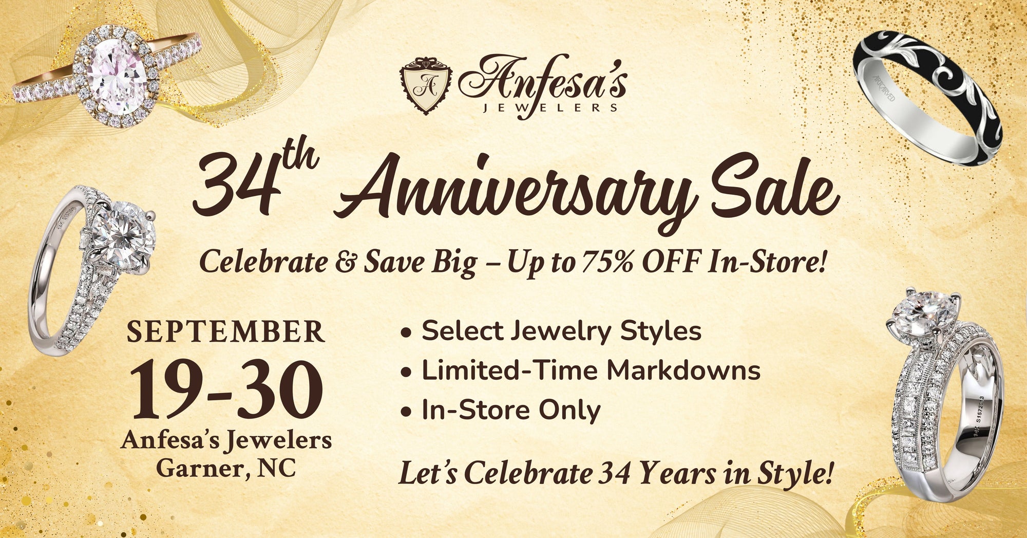 🎉 Celebrate 34 Sparkling Years at Anfesa’s Anniversary Sale