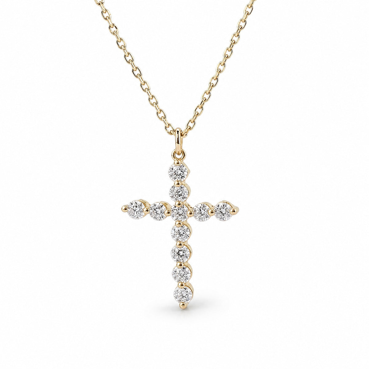Yellow Gold and Diamond Cross Pendant