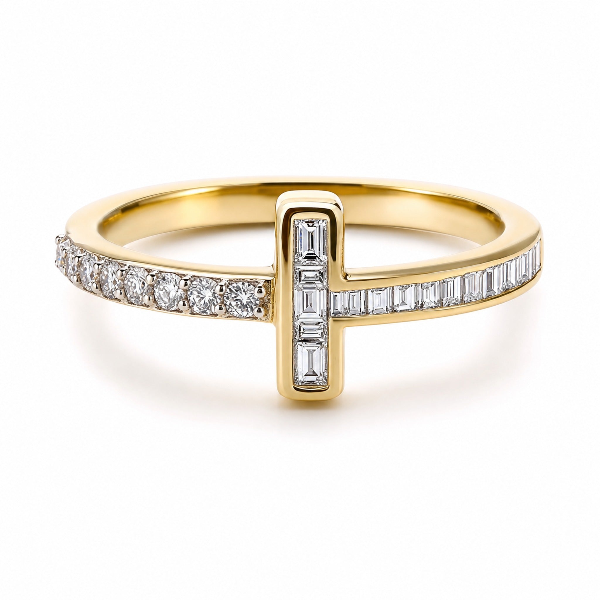 Gold Diamond Cross Ring
