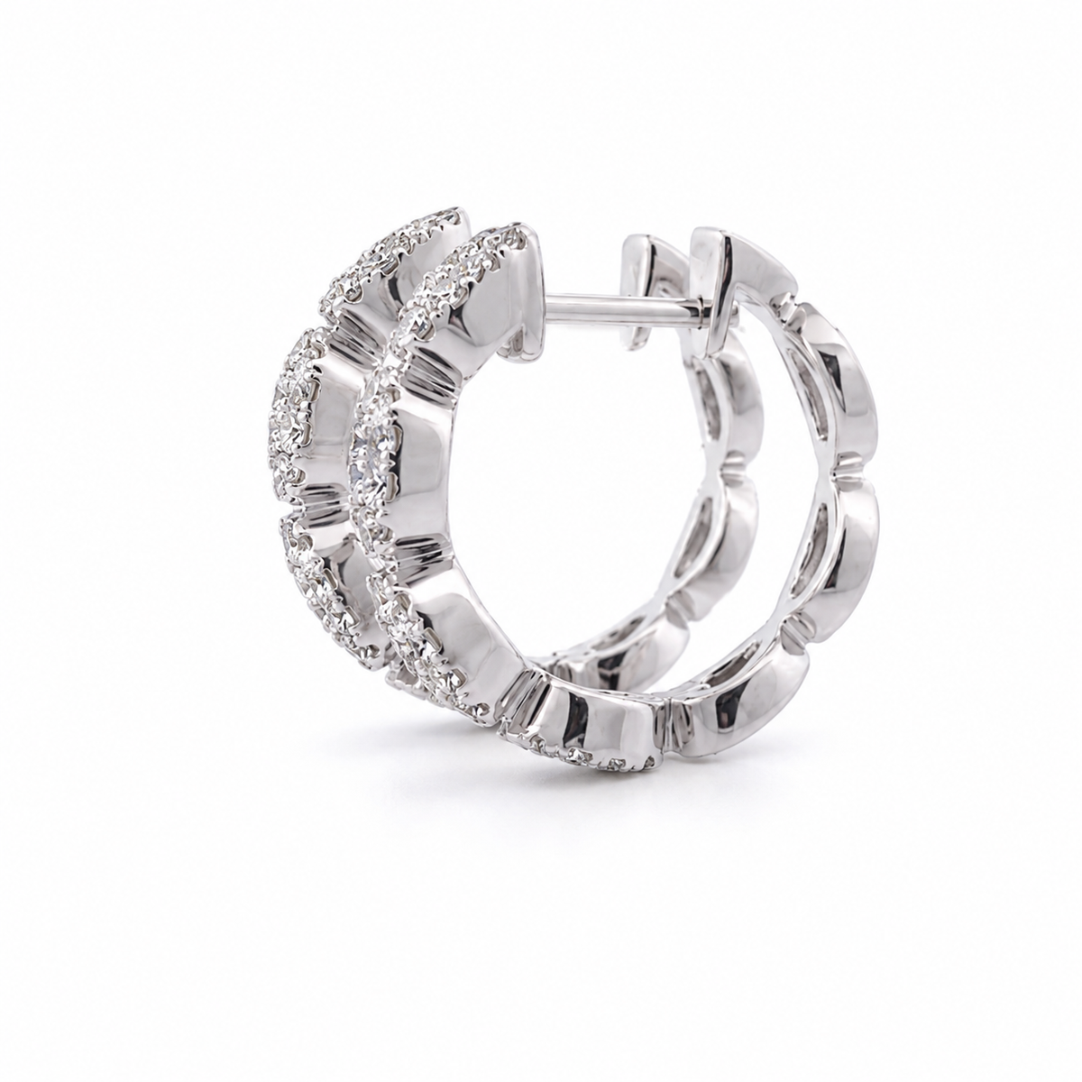 14KW .41CT Small Diamond Hoops