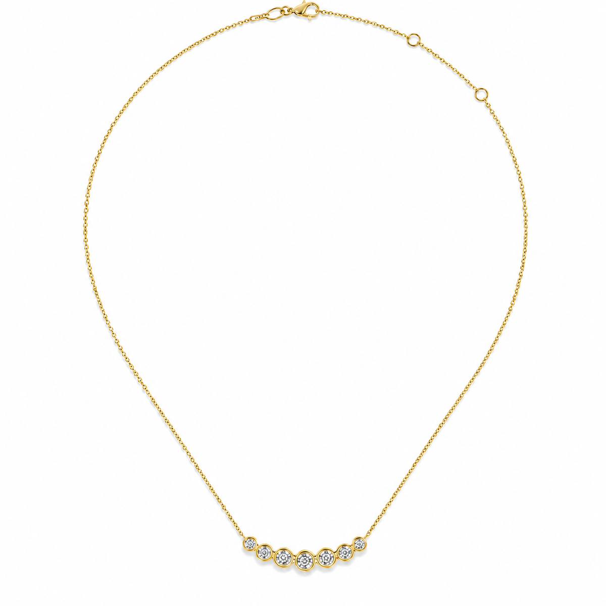 Gabriel & Co 14K Yellow Gold Curved Bezel Set Diamond Bar Necklace