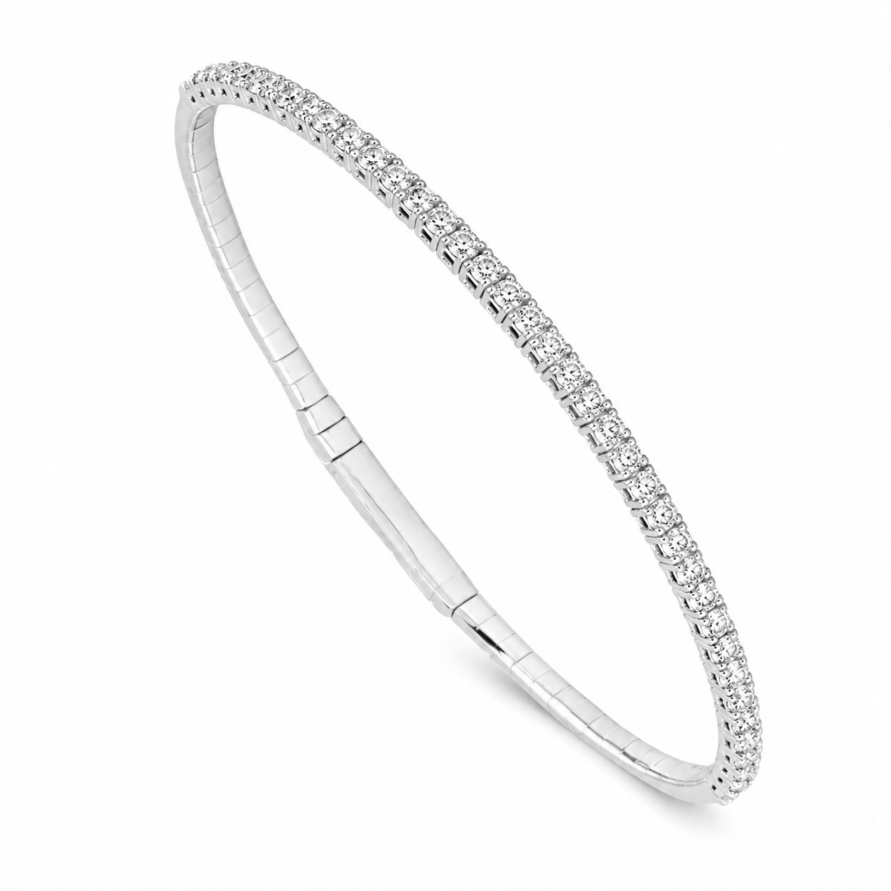 White Gold 1CTW Diamond Flexi Bangle