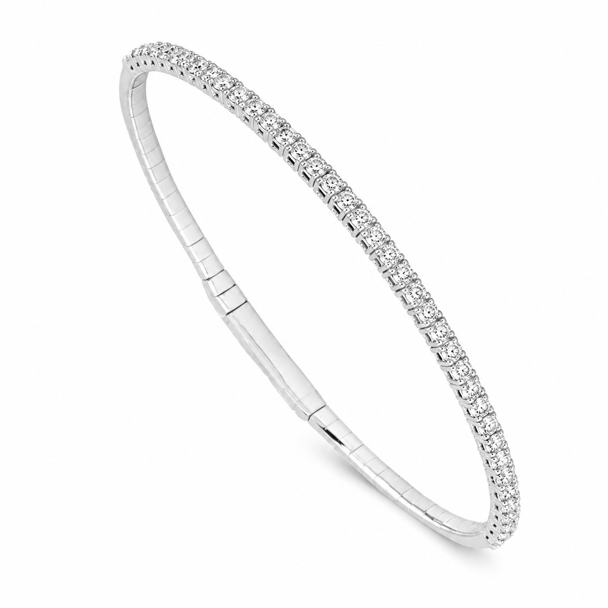 White Gold 1CTW Diamond Flexi Bangle