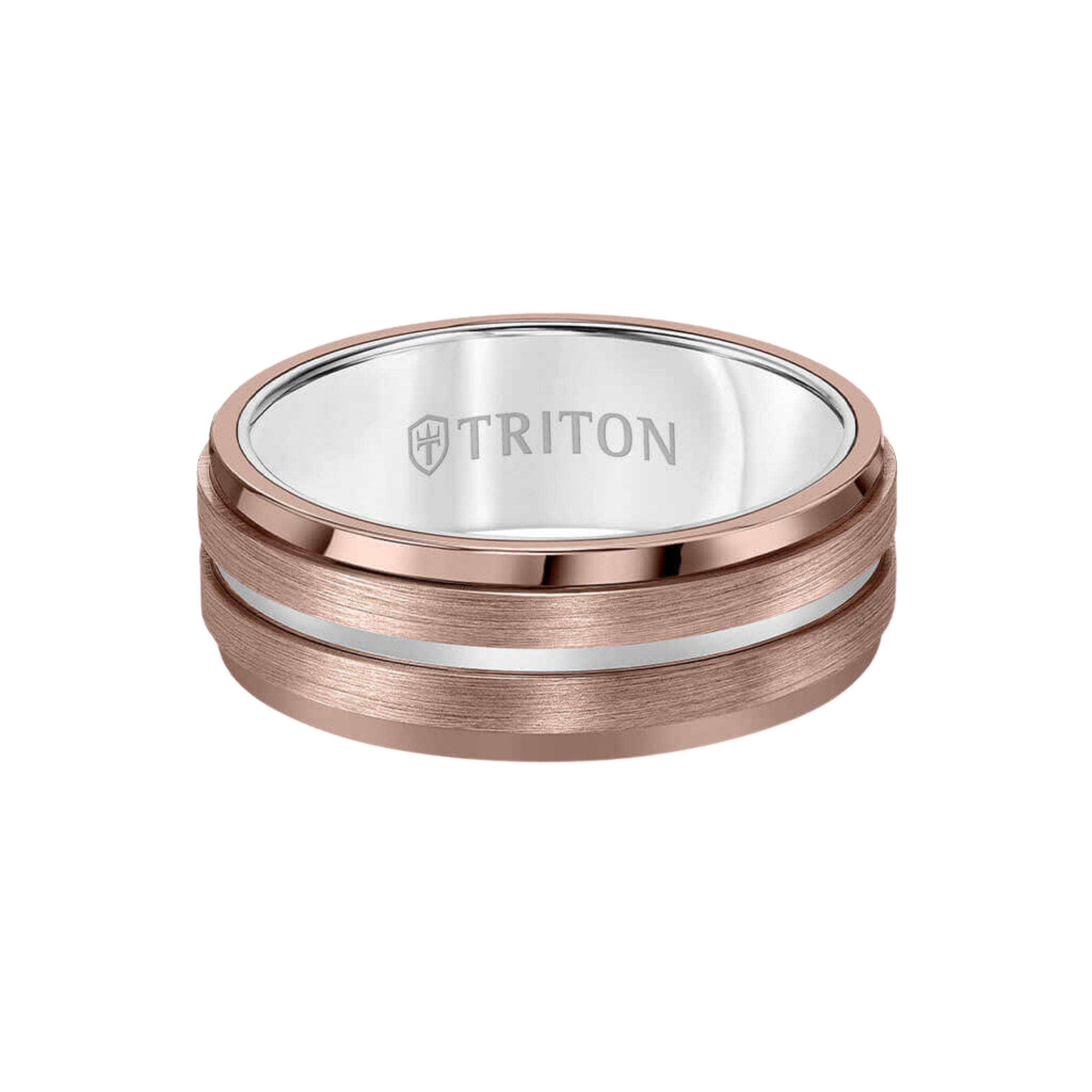 Triton 8MM Espresso Tungsten Carbide Ring - Satin Finish with Center Line