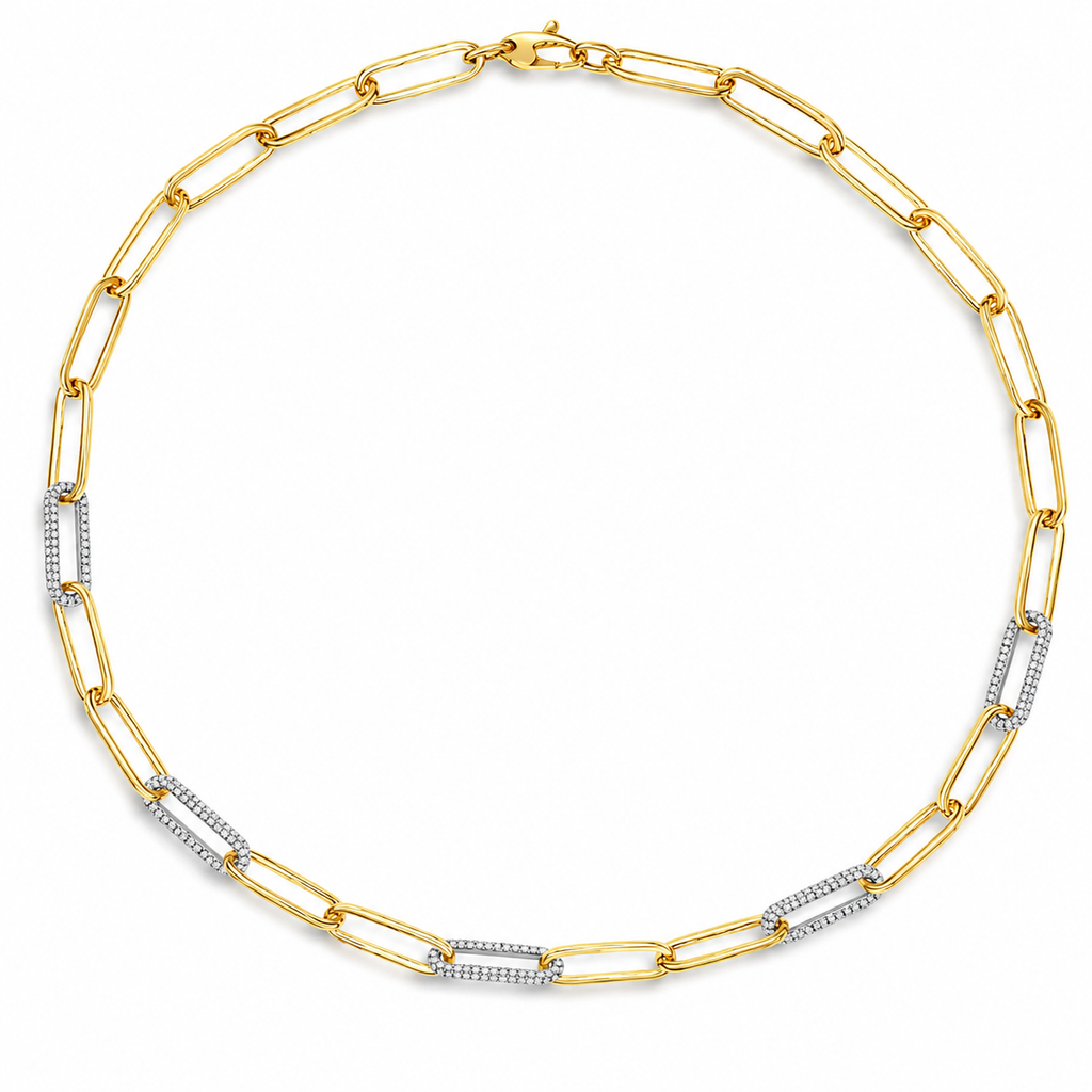 HM Diamond Paperclip Necklace