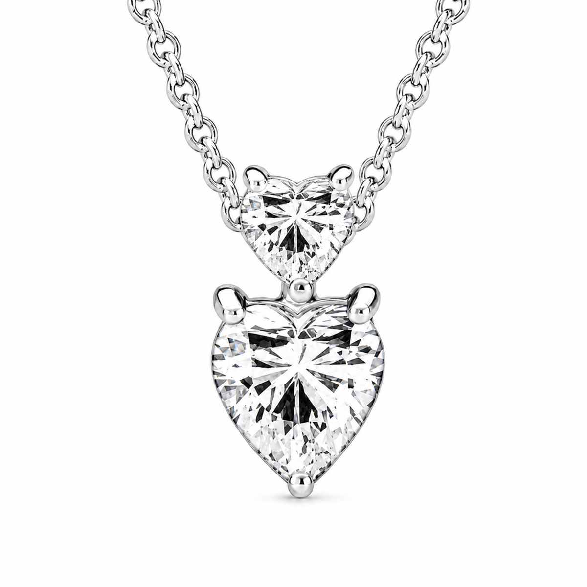 Pandora Double Heart Pendant Sparkling Collier Necklace