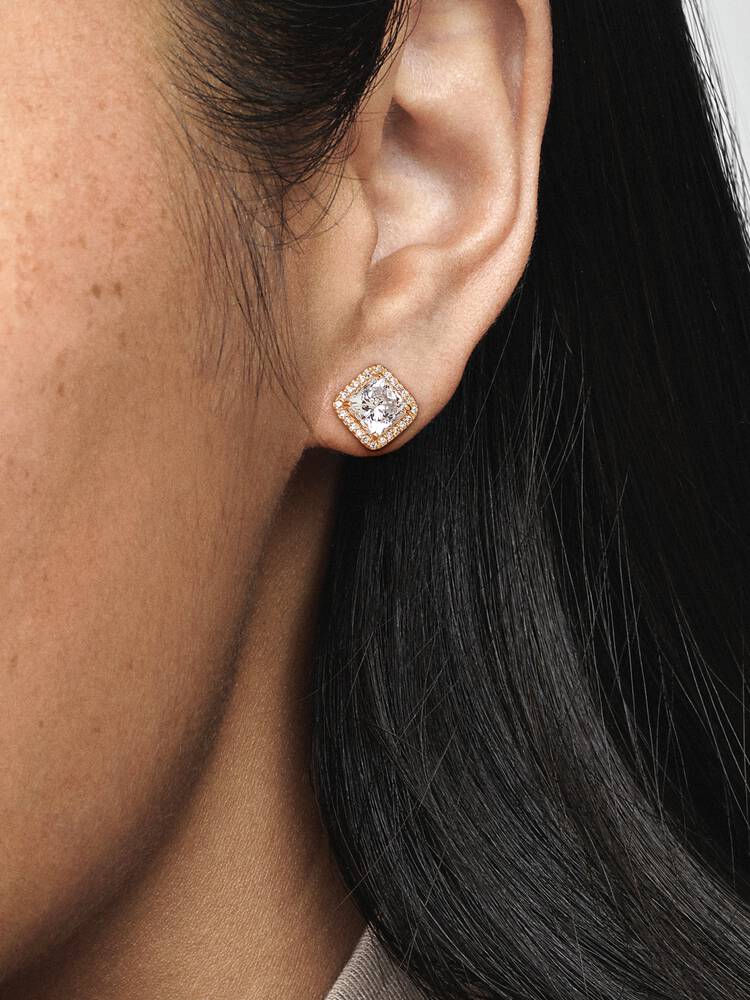 Pandora Square Sparkle Halo Stud Earrings