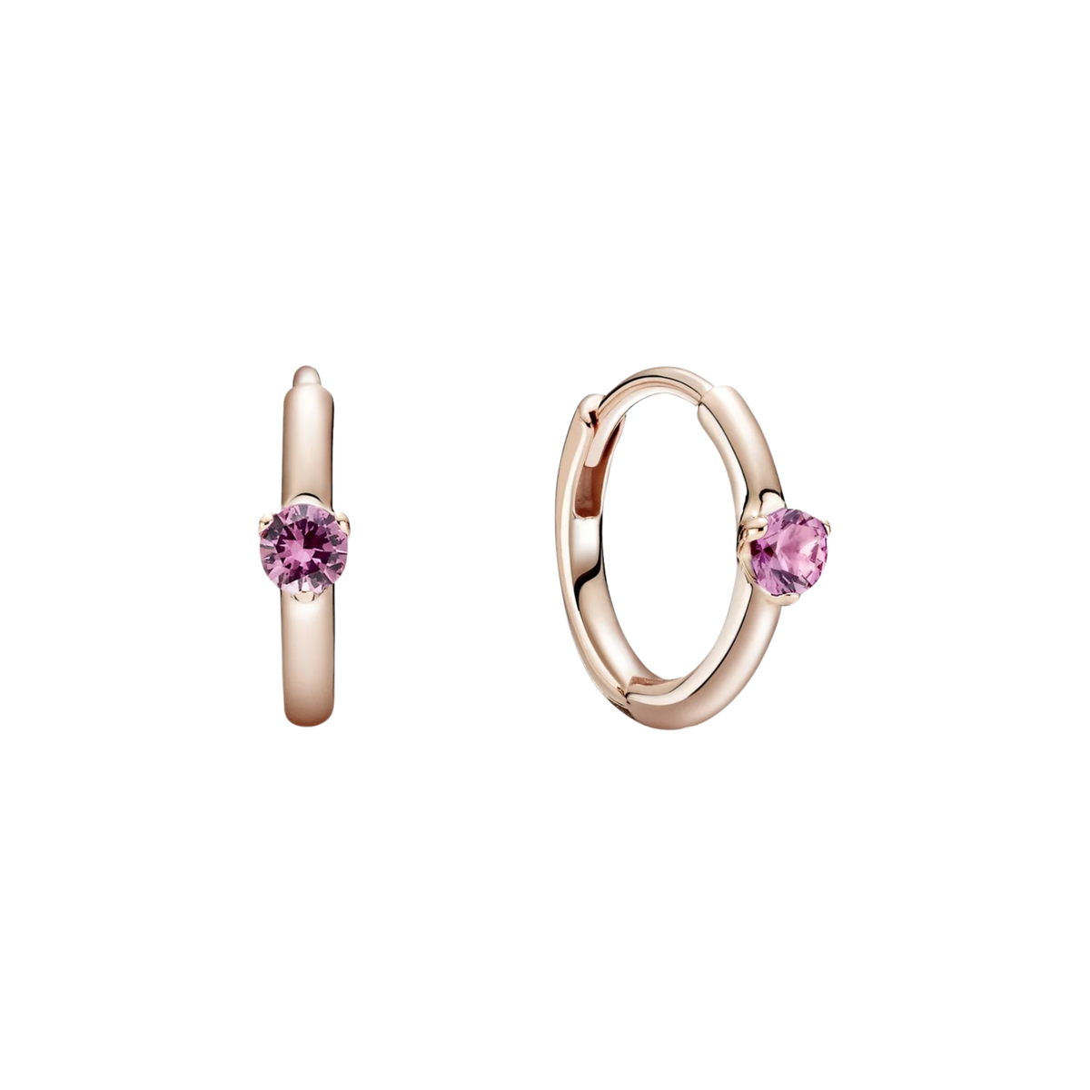 Pandora Pink Solitaire Huggie Hoop Earrings