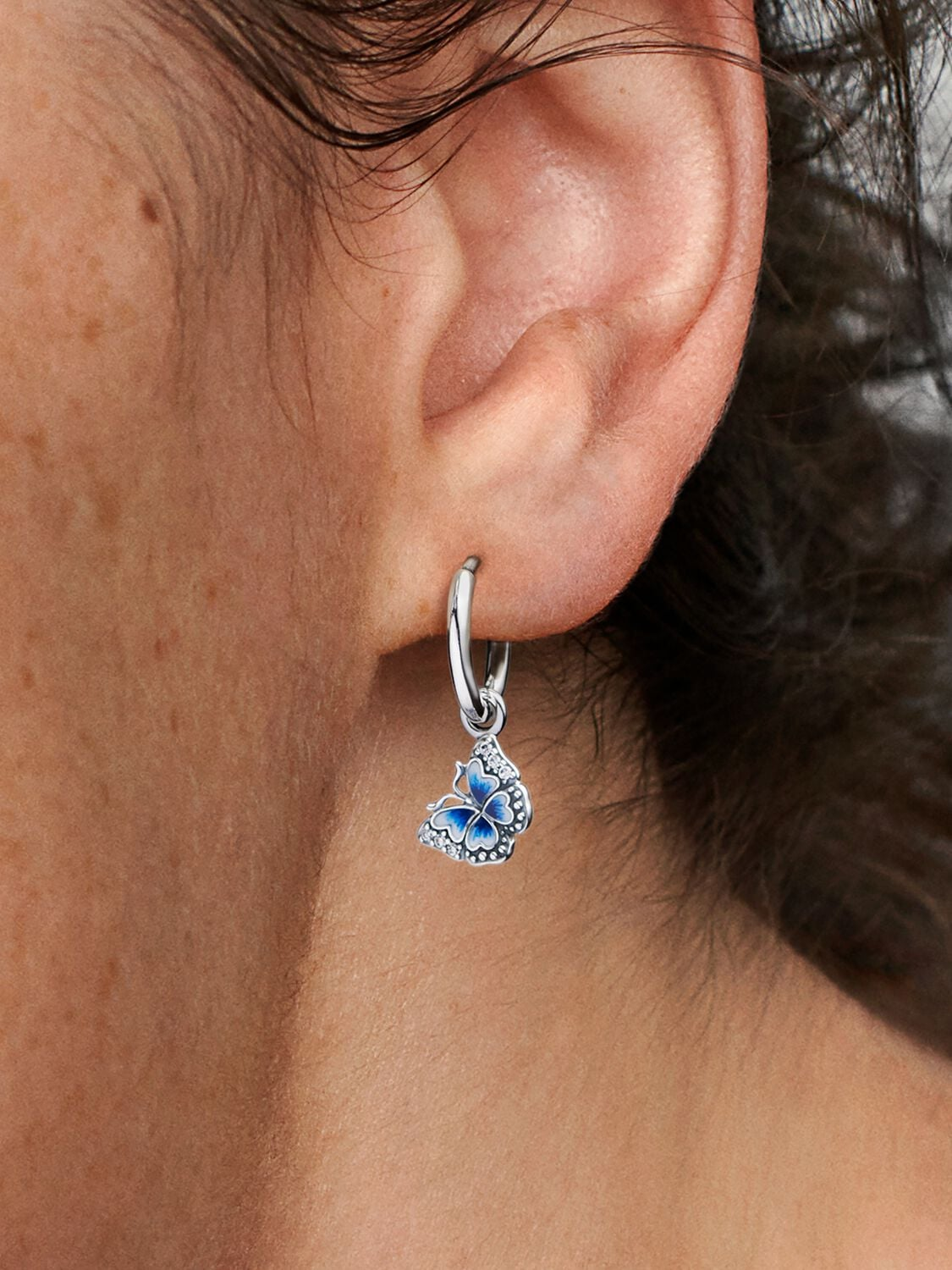 Pandora Blue Butterfly Hoop Earrings