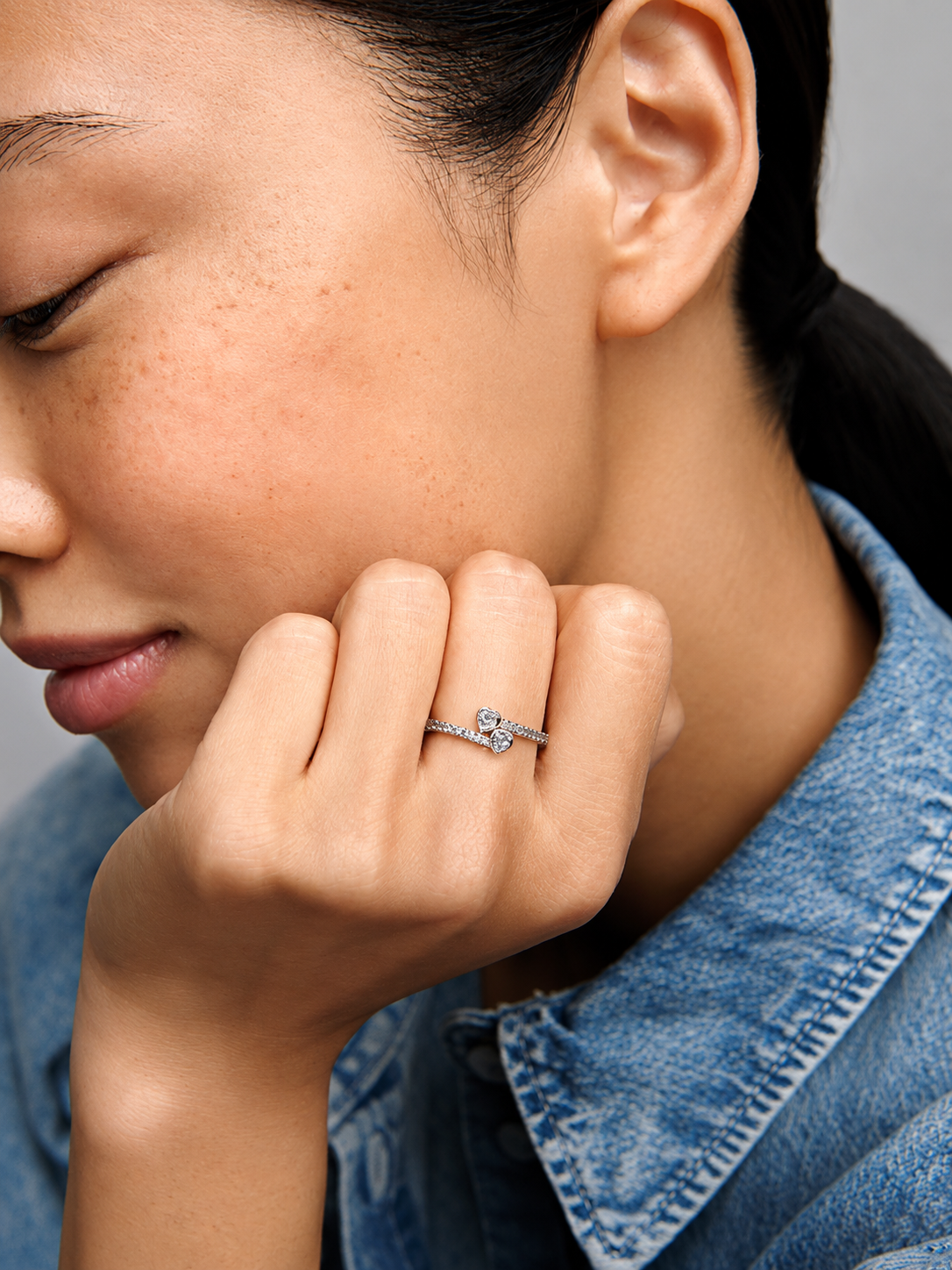 Pandora Two Sparkling Hearts Ring