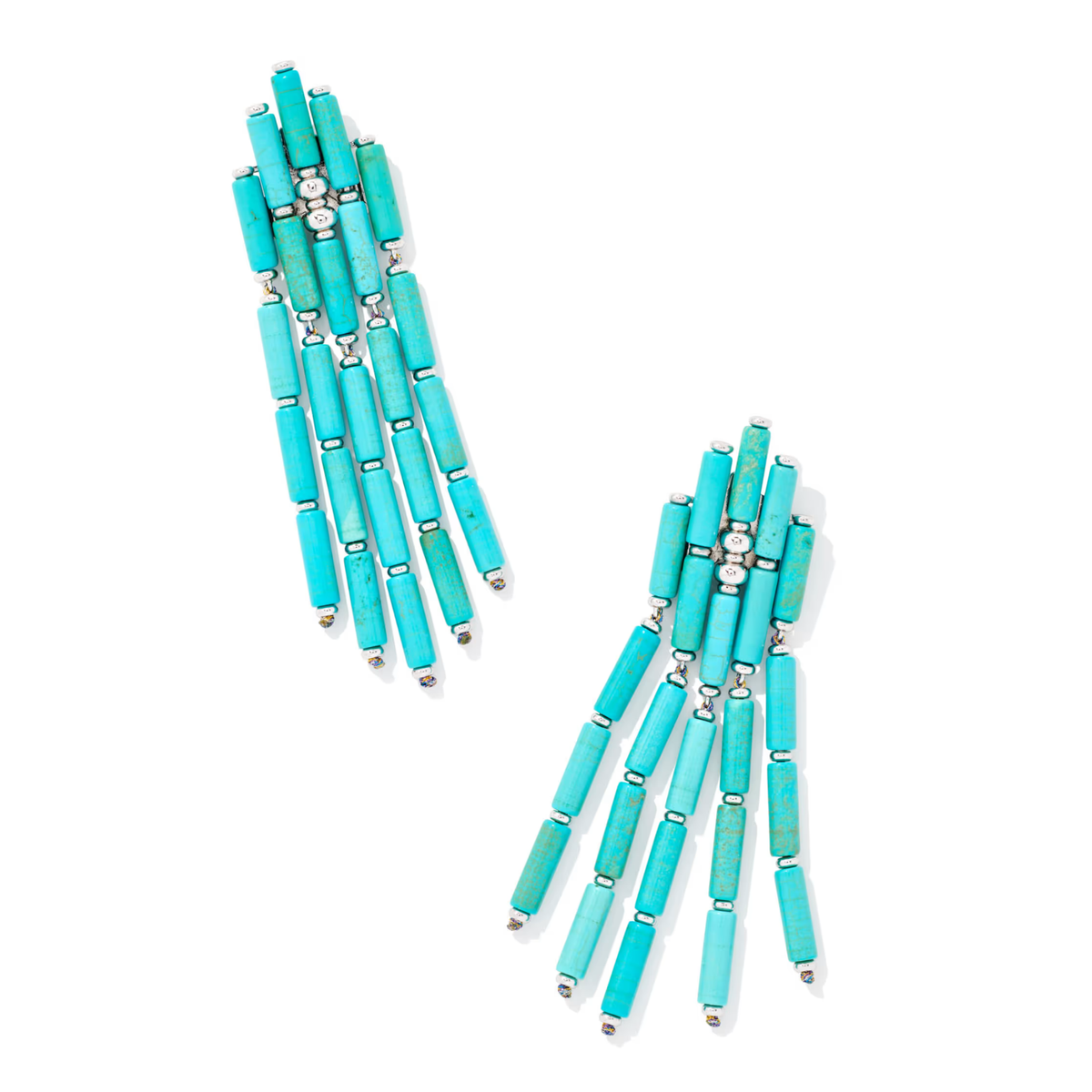 Kendra Scott Ember Silver Statement Earrings in Variegated Turquoise Magnesite