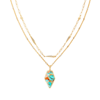 Kendra Scott Framed Tessa Convertible Gold Multi Strand Necklace in Bronze Veined Turquoise Magnesite Red Oyster
