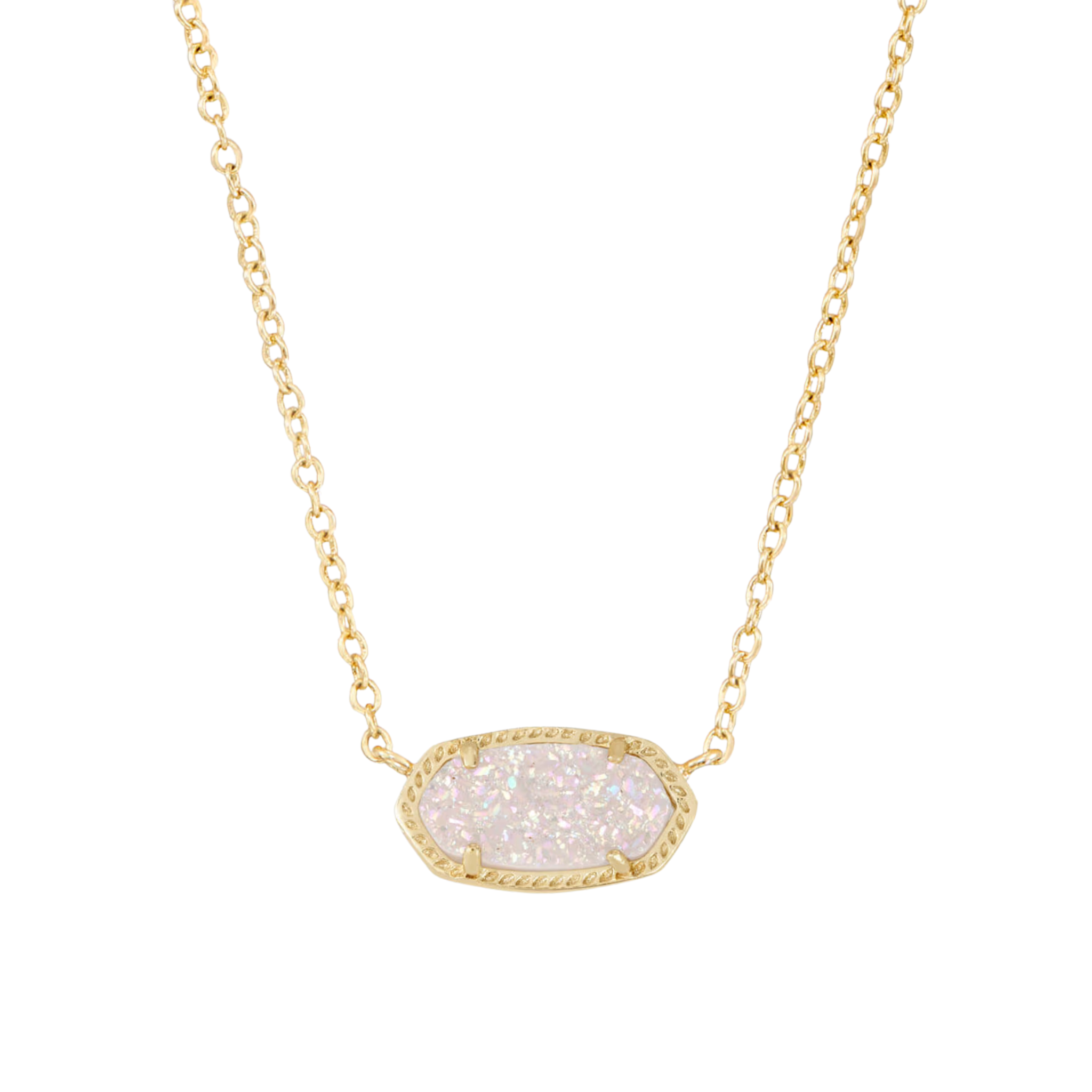Kendra Scott Elisa Gold Pendant Necklace in Iridescent Drusy