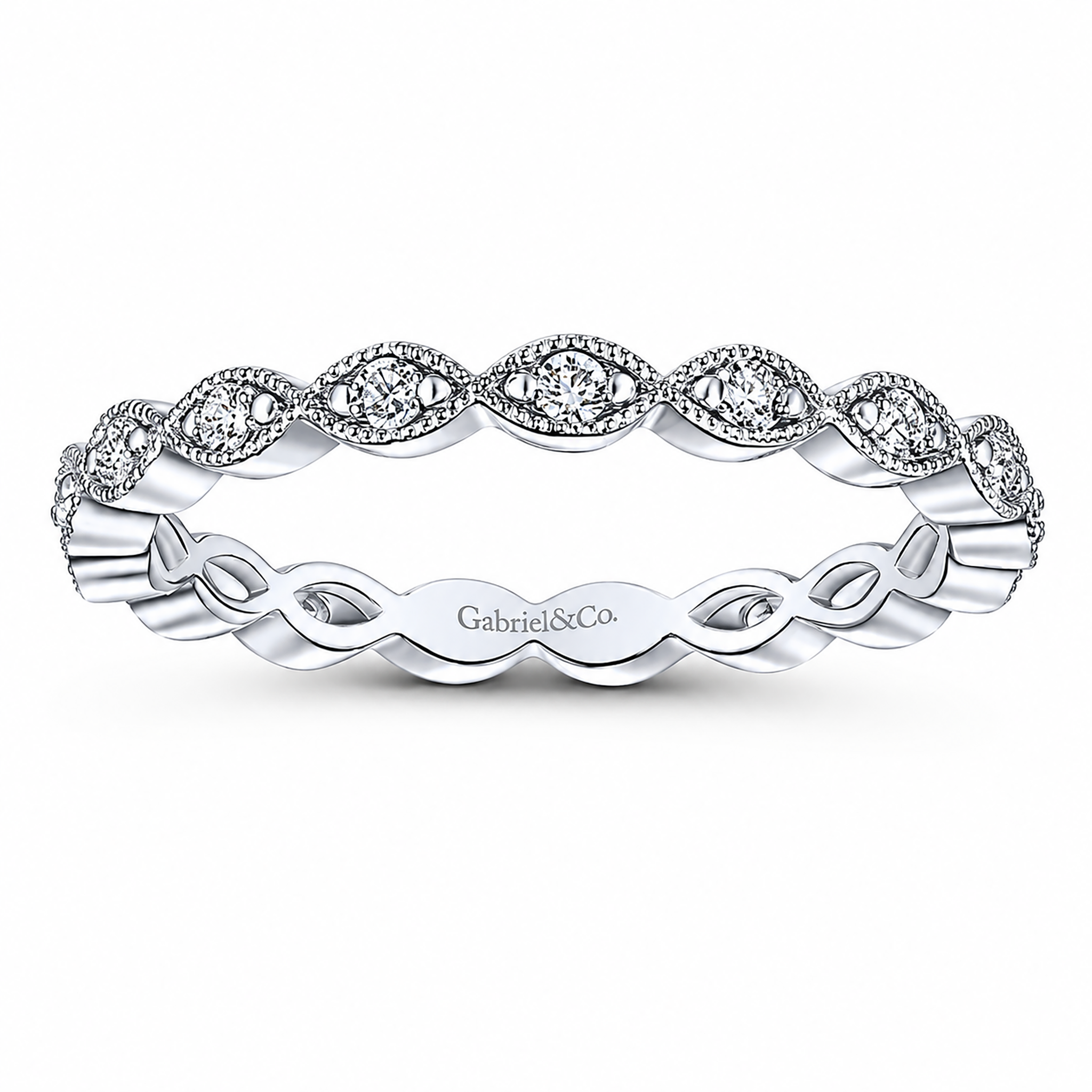 14k White Gold Eternity Stackable Ladies Ring
