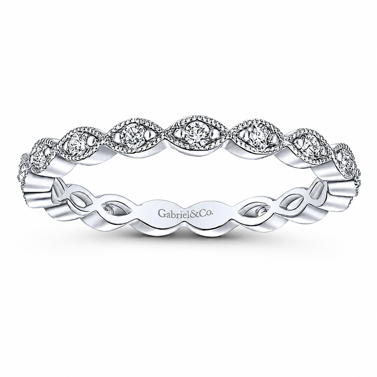 14k White Gold Eternity Stackable Ladies Ring