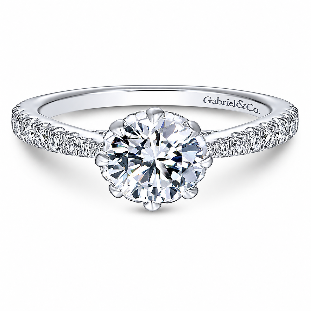 womens white gold dress rings 14K Round Diamond Engagement Ring matching white gold wedding rings
