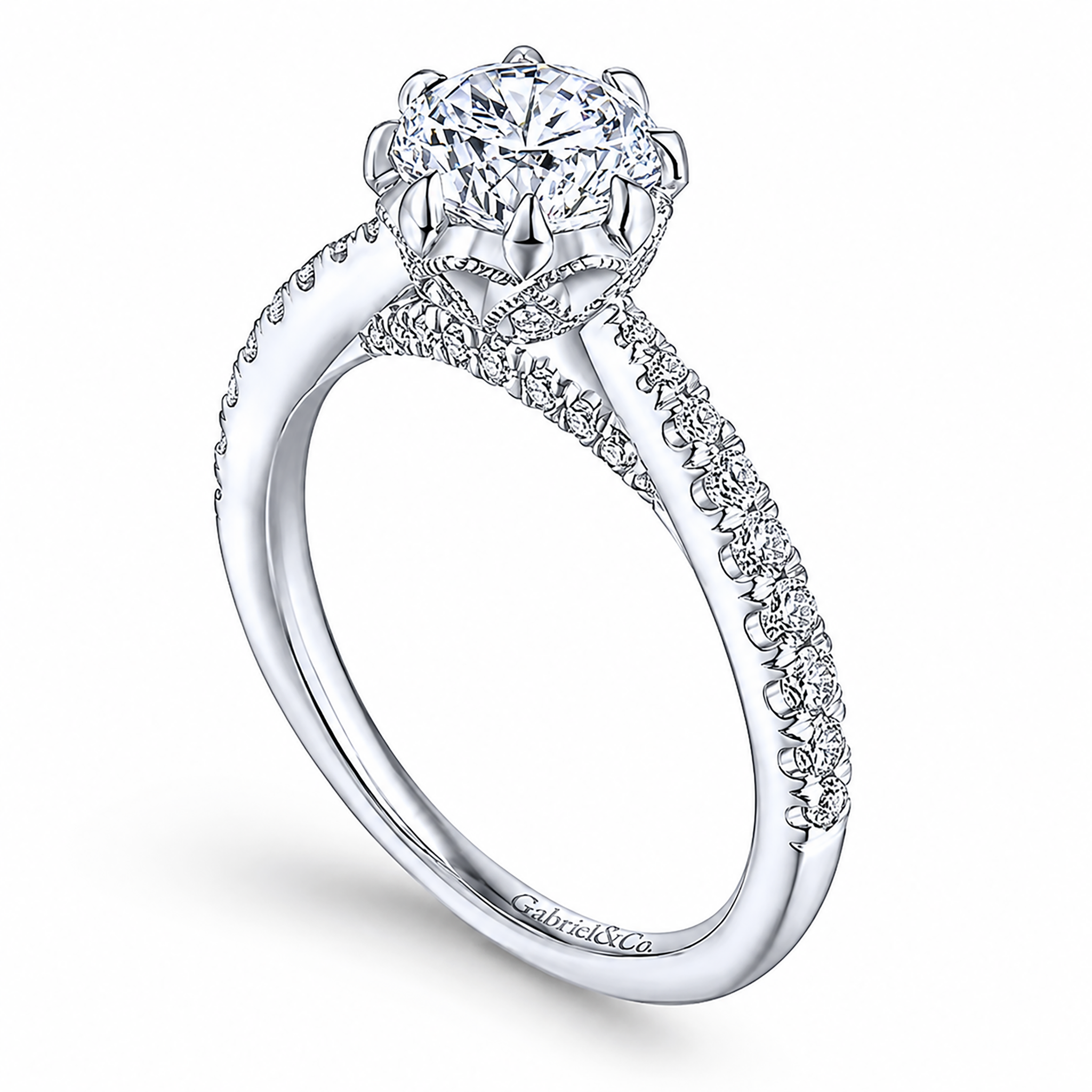 14k White Gold Round Straight