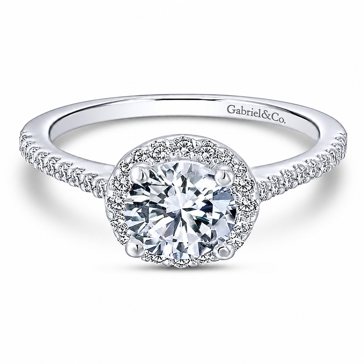 14k White Gold Round Halo