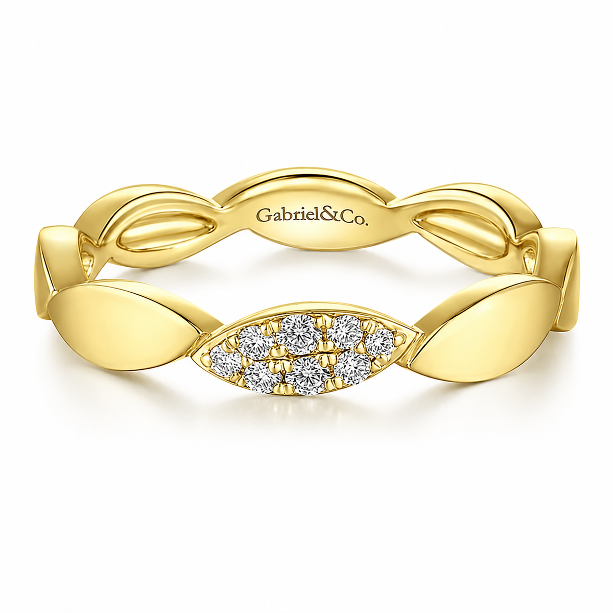 14k Yellow Gold Stackable Contoured Marquise