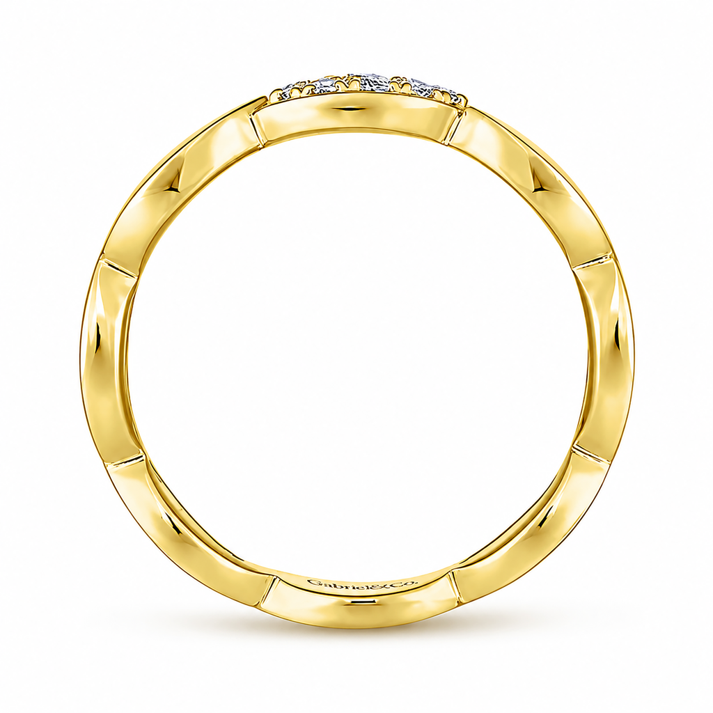 14k Yellow Gold Stackable Contoured Marquise