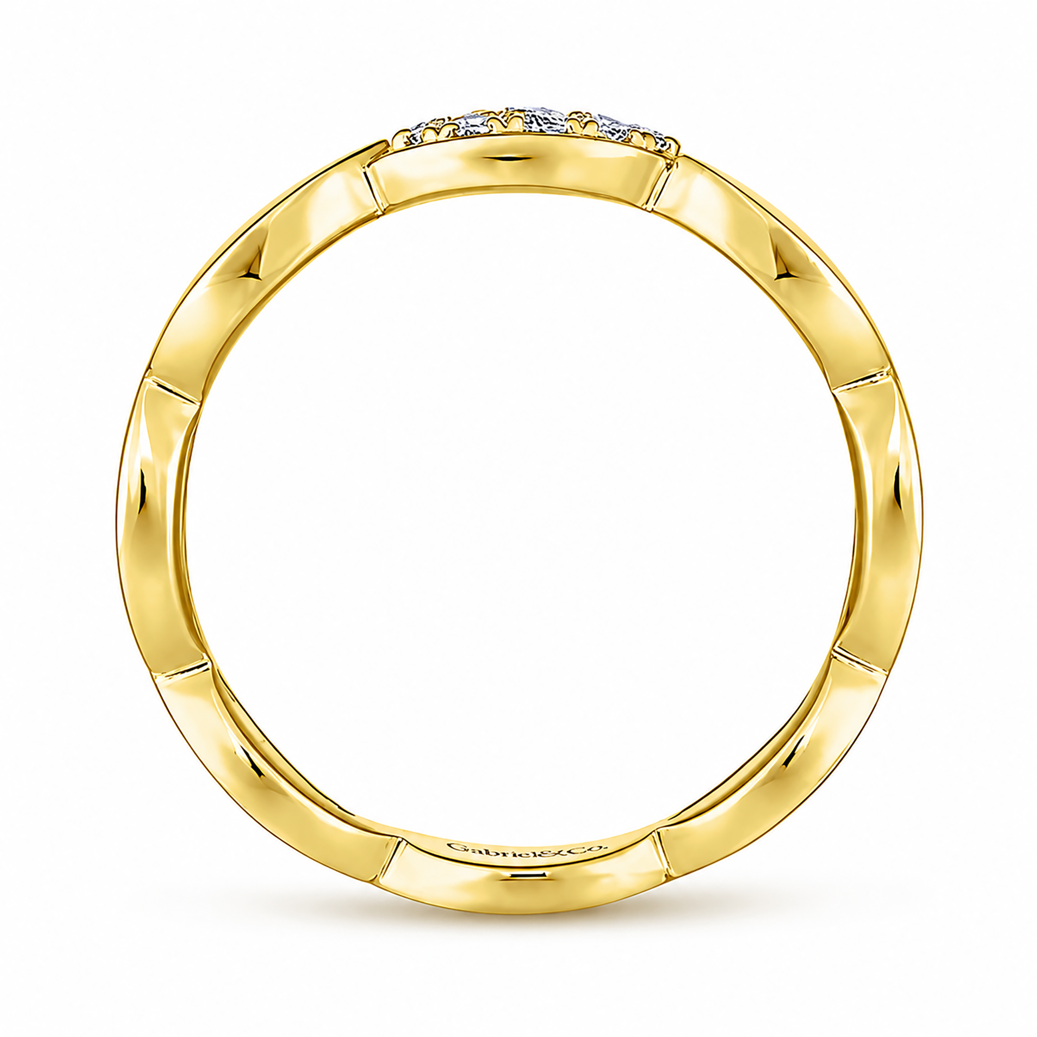 14k Yellow Gold Stackable Contoured Marquise
