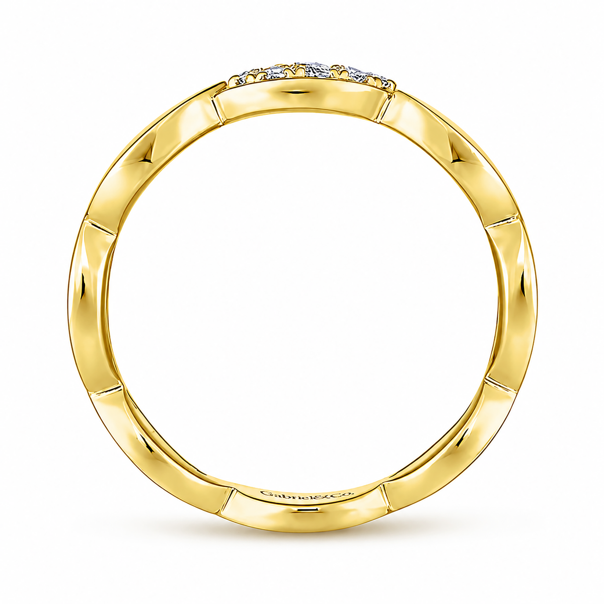 14k Yellow Gold Stackable Contoured Marquise