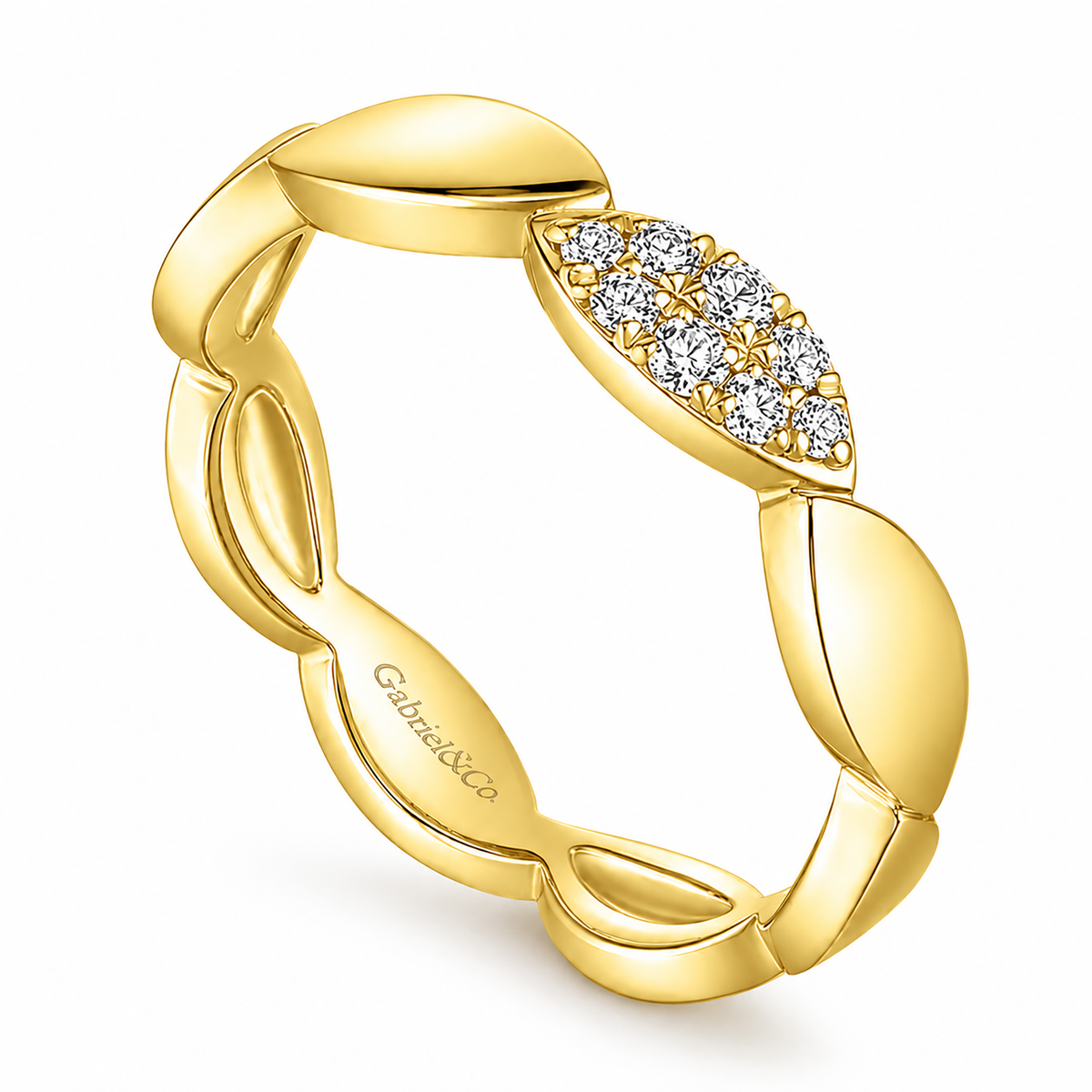 14k Yellow Gold Stackable Contoured Marquise