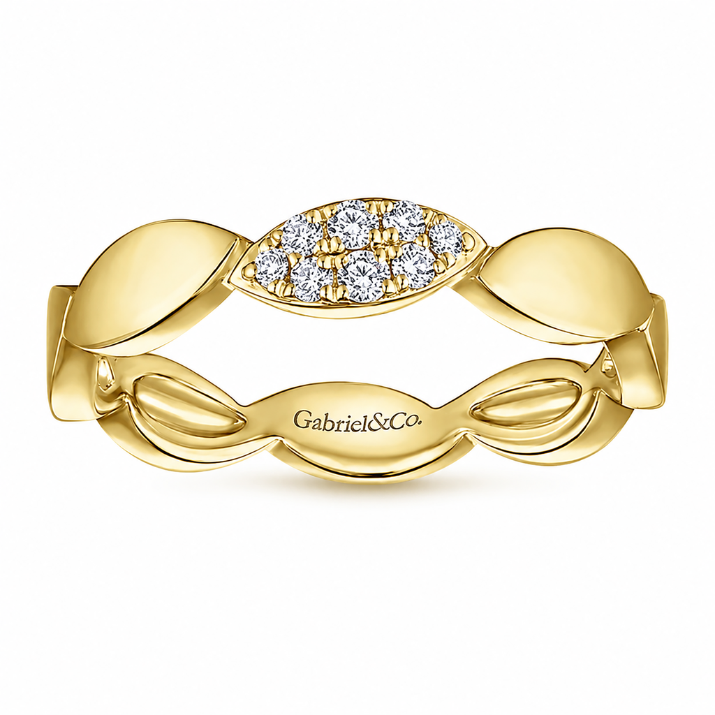 14k Yellow Gold Stackable Contoured Marquise