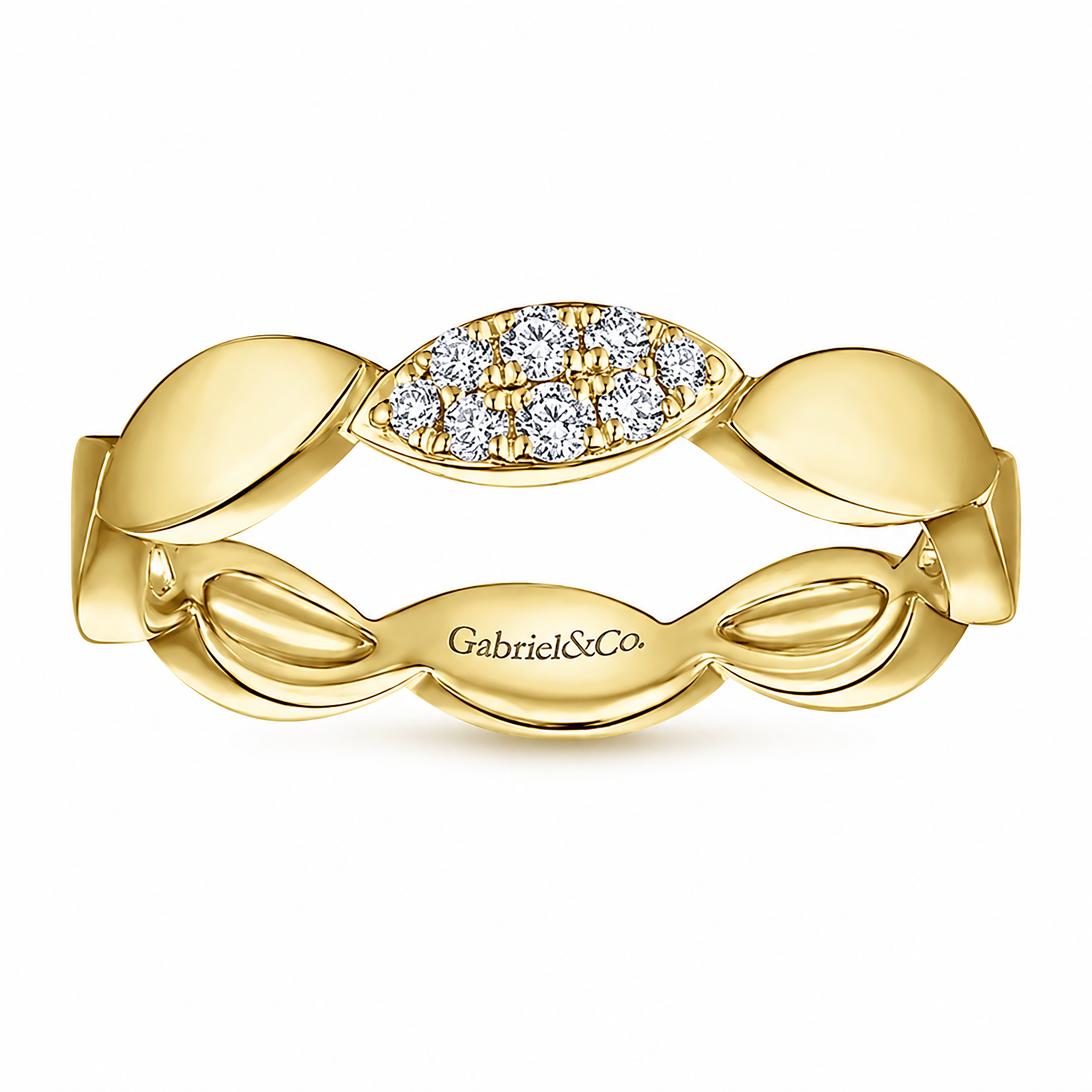 14k Yellow Gold Stackable Contoured Marquise