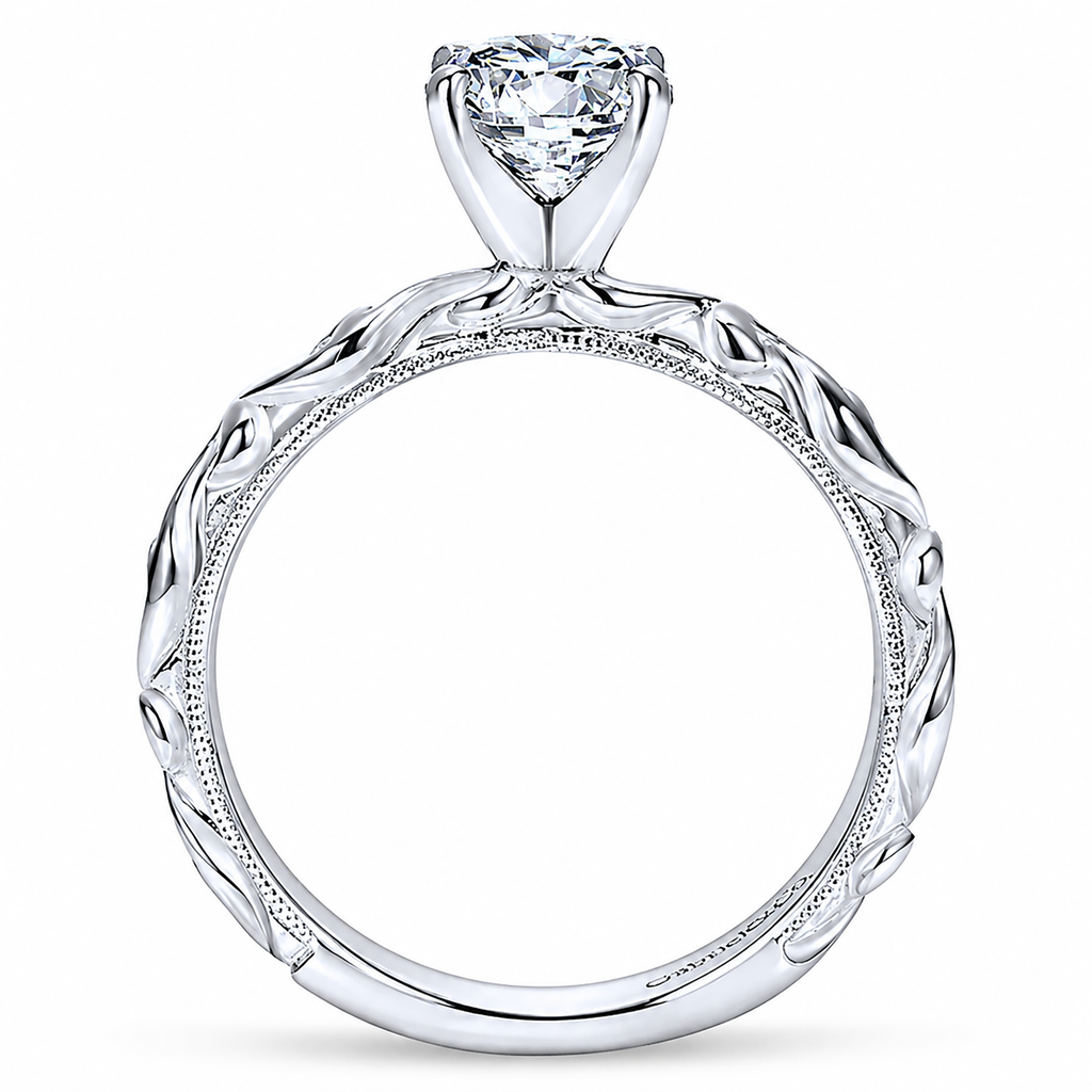 14k White Gold Round Straight
