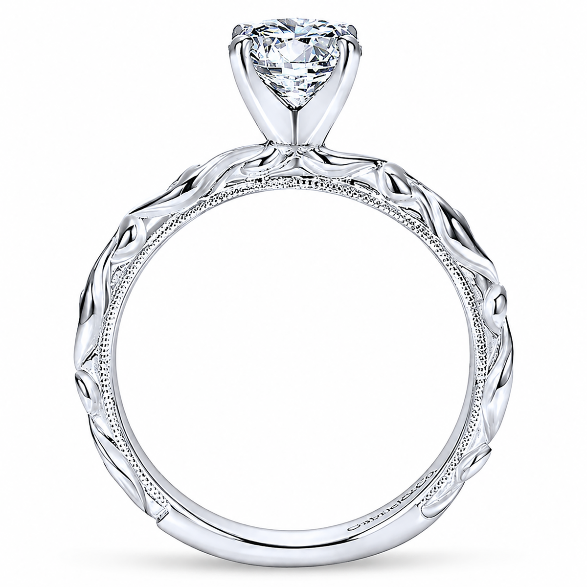 14k White Gold Round Straight