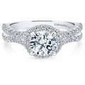 14k White Gold Round Halo