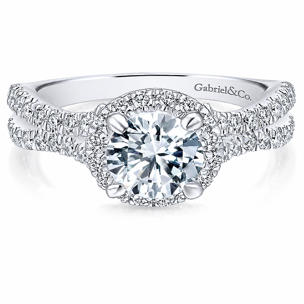 14k White Gold Round Halo