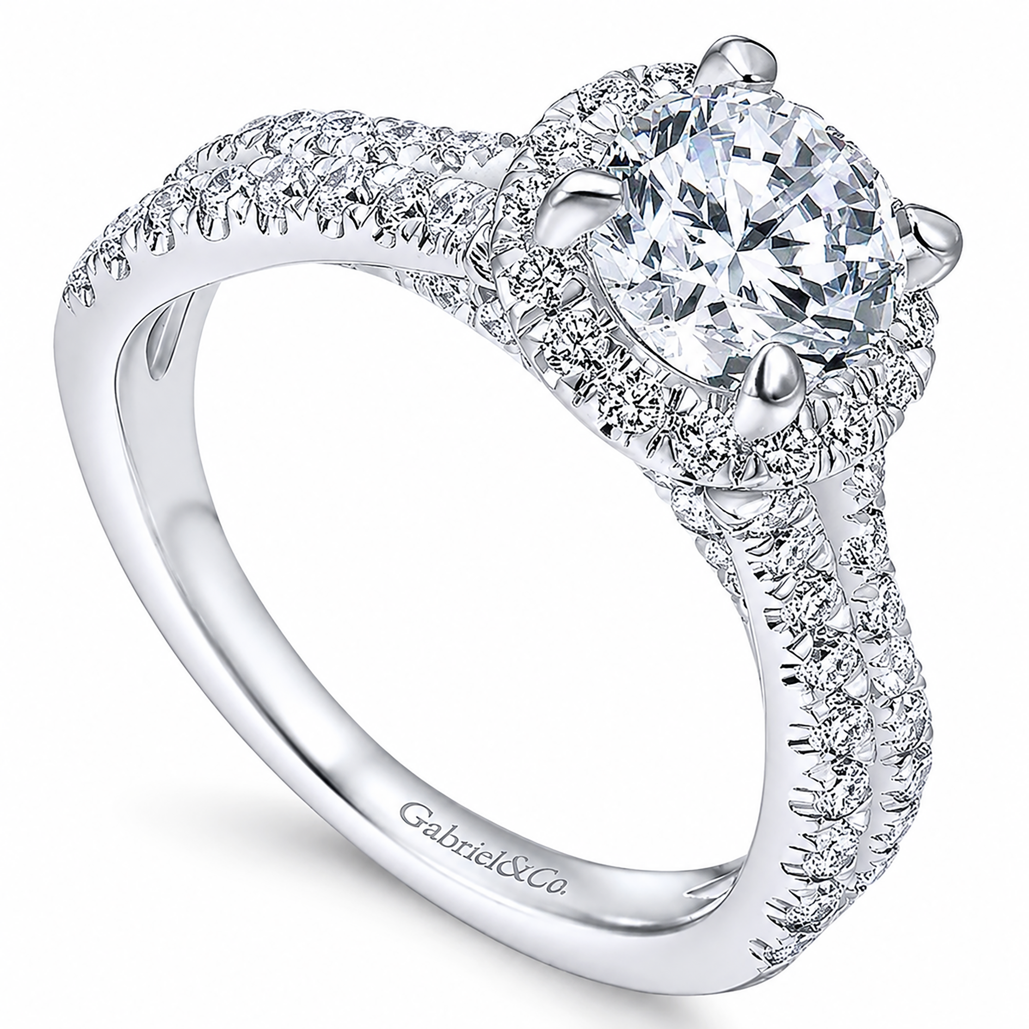 14k White Gold Round Halo