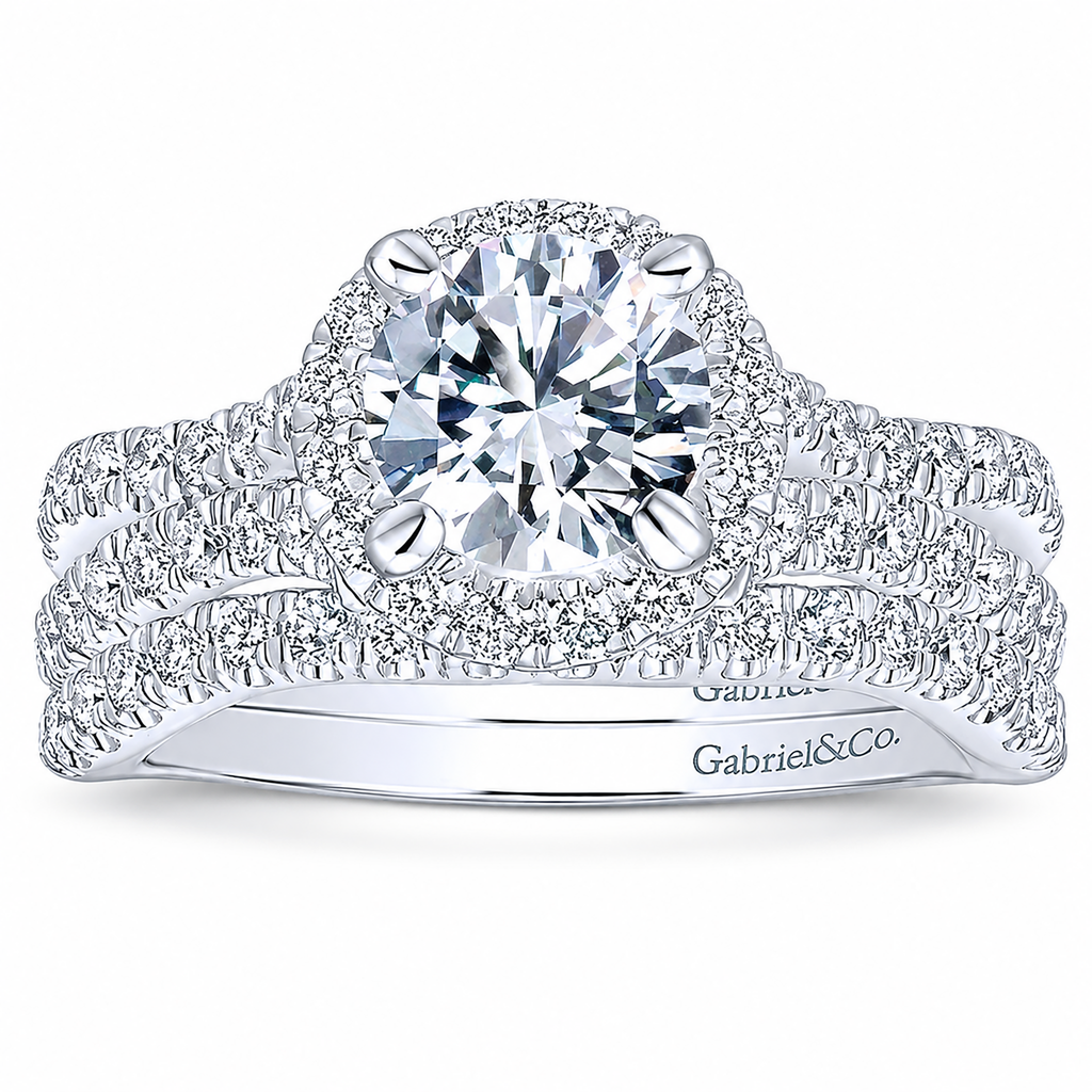 14k White Gold Round Halo