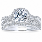 14k White Gold Round Halo