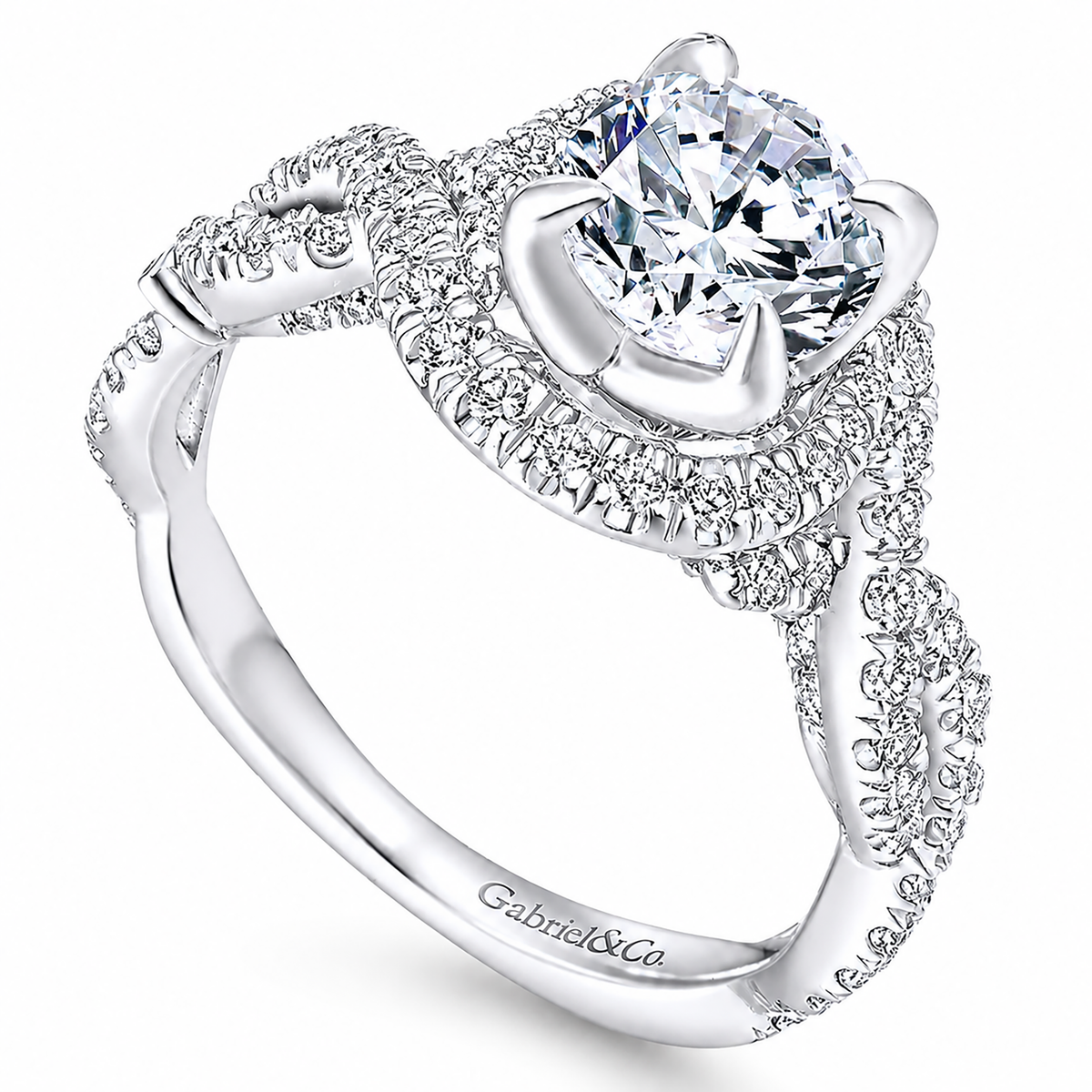 14k White Gold Round Halo