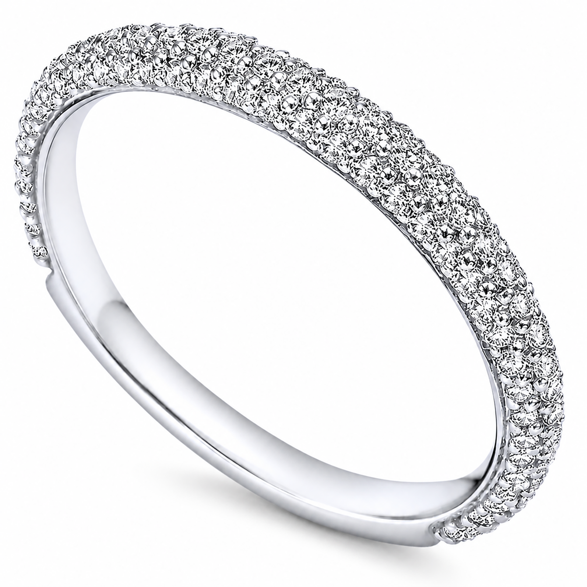 14k White Gold Round Straight wedding Band