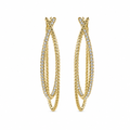 14k Yellow Gold Intricate Twisted Diamond Double Hoop