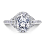Scott Kay 14k White Gold Embrace Oval Halo Diamond Engagement Ring