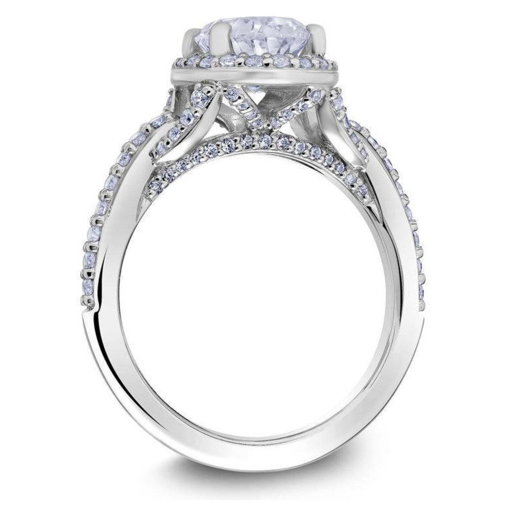Scott Kay 14k White Gold Embrace Oval Halo Diamond Engagement Ring