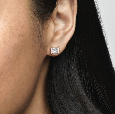 Pandora Square Sparkle Halo Stud Earrings