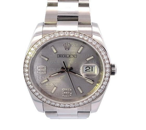 Anfesa&#39;s Certified Pre-Owned Rolex Datejust 36mm Wave Diamond Dial and Bezel